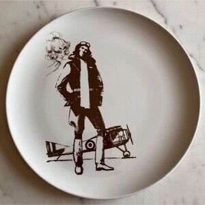 Vintage Pyroceram Tableware By Corning WWI Ace Fighter Pilot Collector Plate 10”
